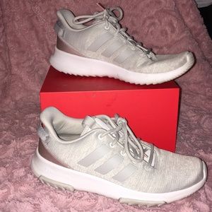 Grey and rose gold Adidas shoes